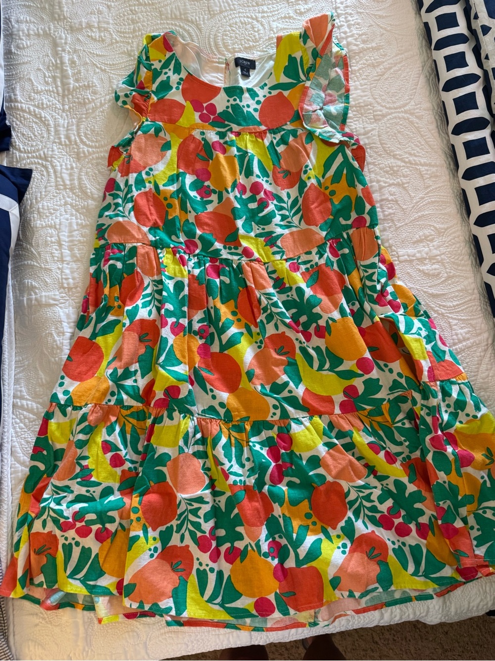 J Crew Factory Colorful Fruit Print Tiered Dress